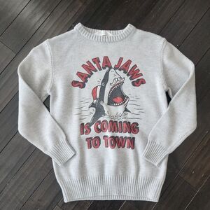 H&M Santa Jaws Light Gray Sweater